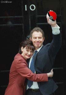 Tony Blair celebrates his victory with his wife.